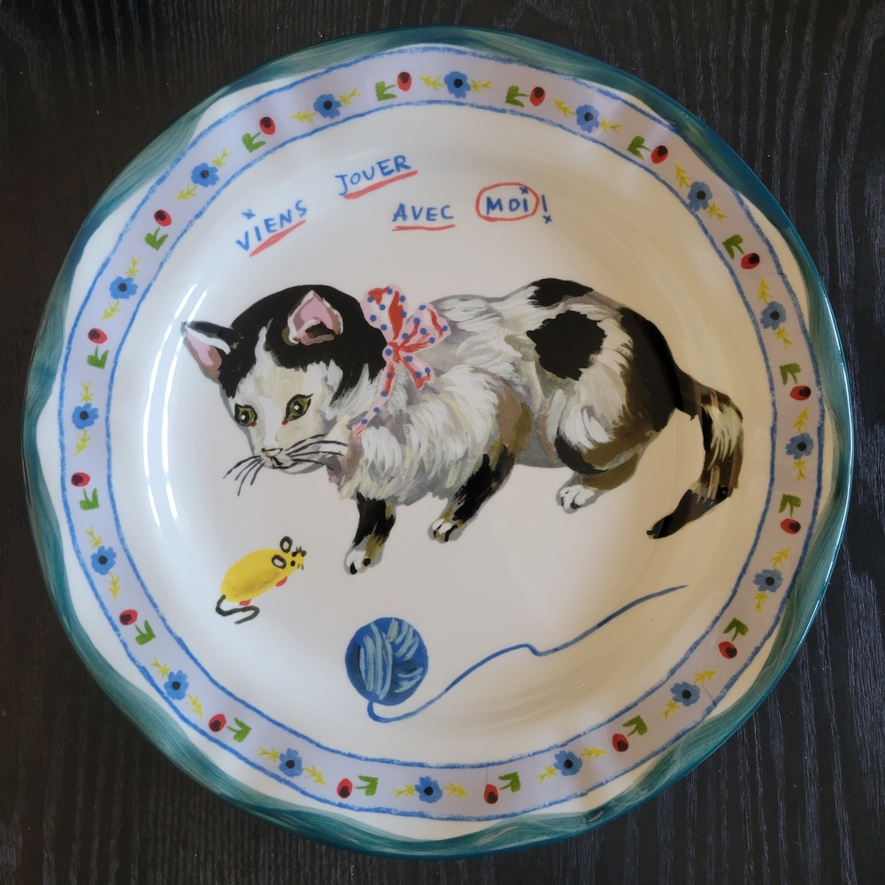 Nathalie Lete Anthropologie Cat Dinner Plate DISCONTINUED